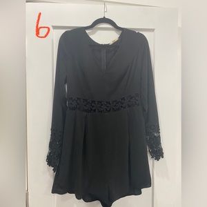 M Boutique boho tulle black short romper. GUC. Size L.